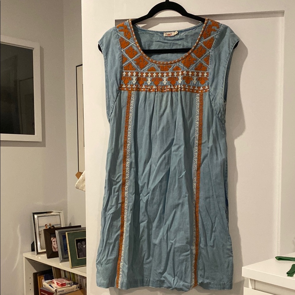 Faherty Embroidered Blue Dress